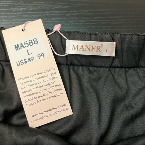 ✨ Maner Women’s Black Silver Fringe Mini Skirt Large NWT Concert - Picture 6 of 11